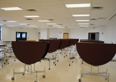 School cafeteria interior with tables and seating