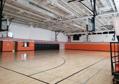 Athletic court floor in a school gymnasium