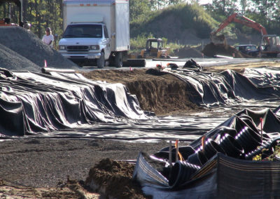 Ground view of parking drainage basin system